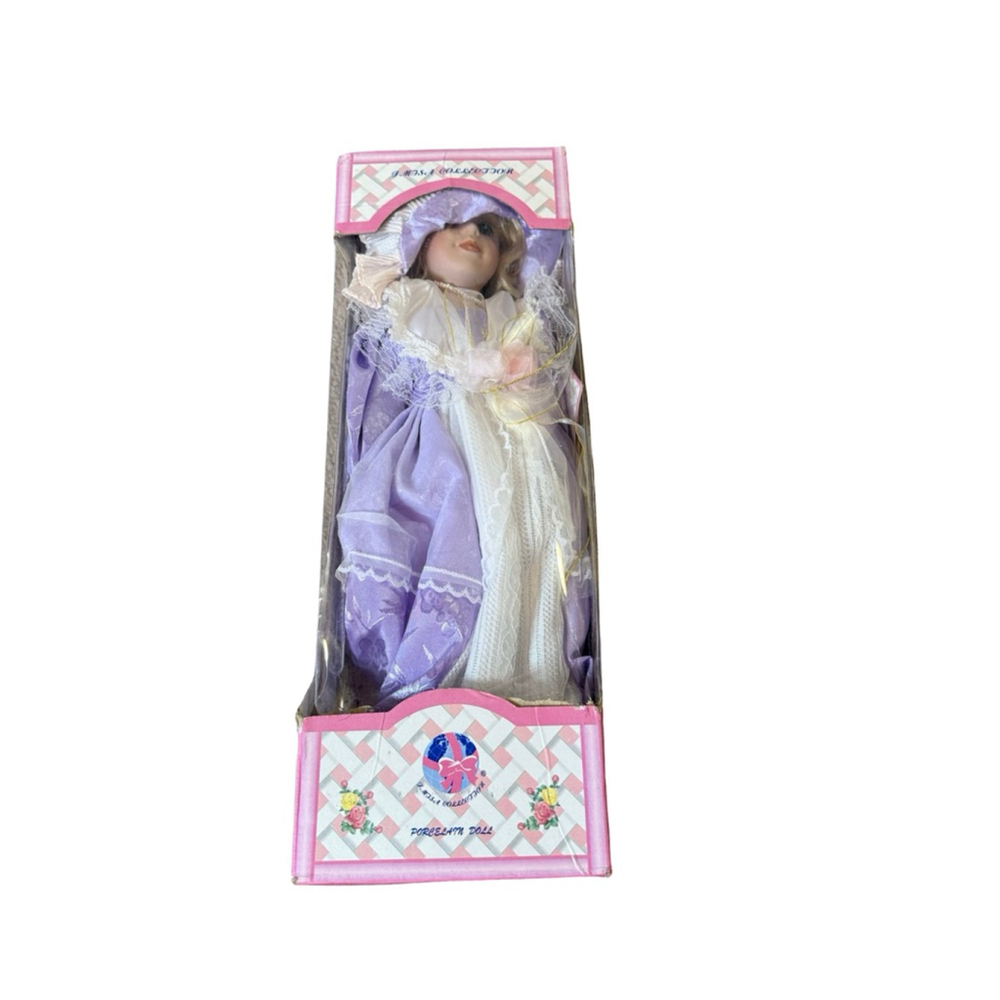 J Misa Collection Porcelain Doll Purple Dress with Hat - Picture 2 of 12